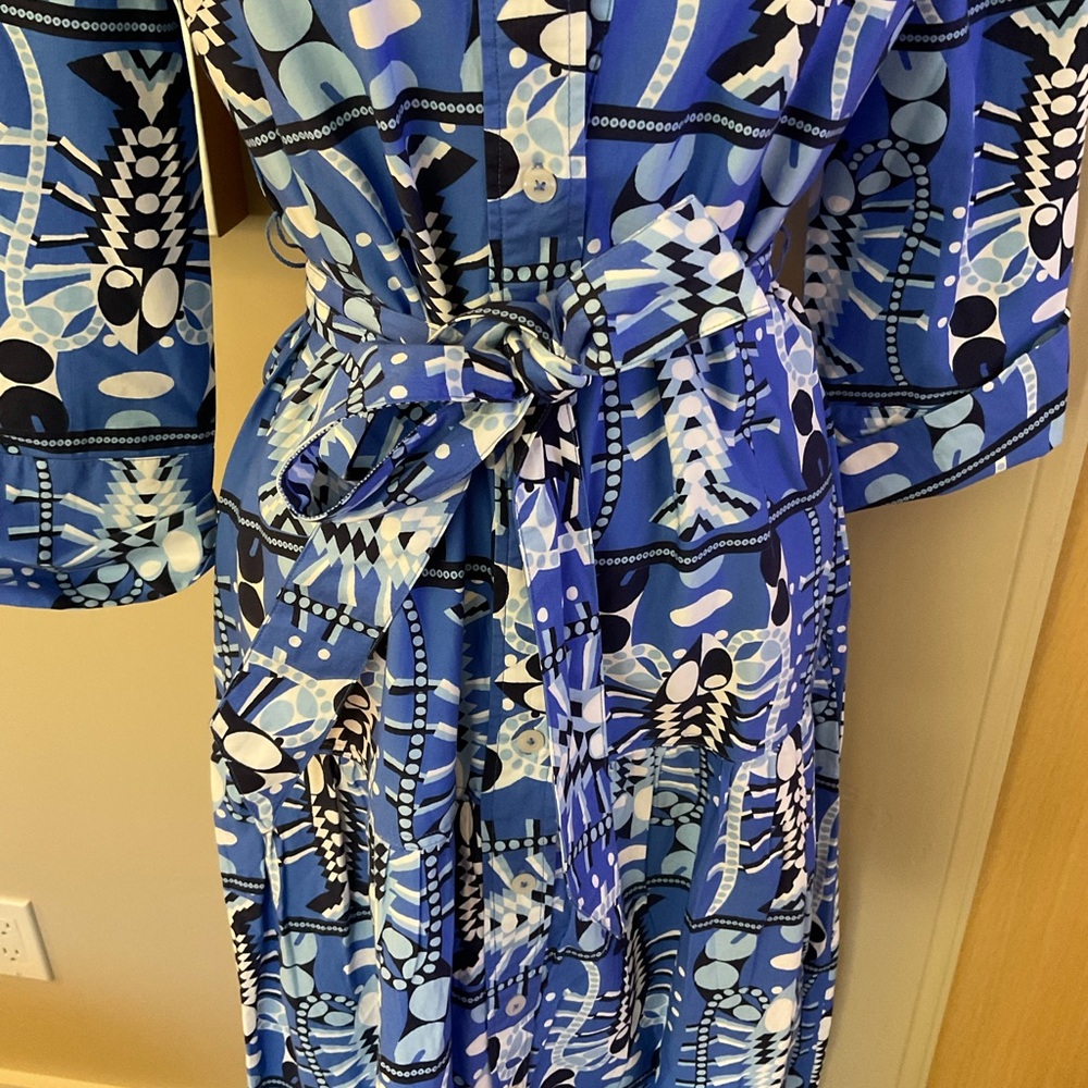 Jude Connally Blue Geometric Long Sleeve Dress - Picture 6 of 10